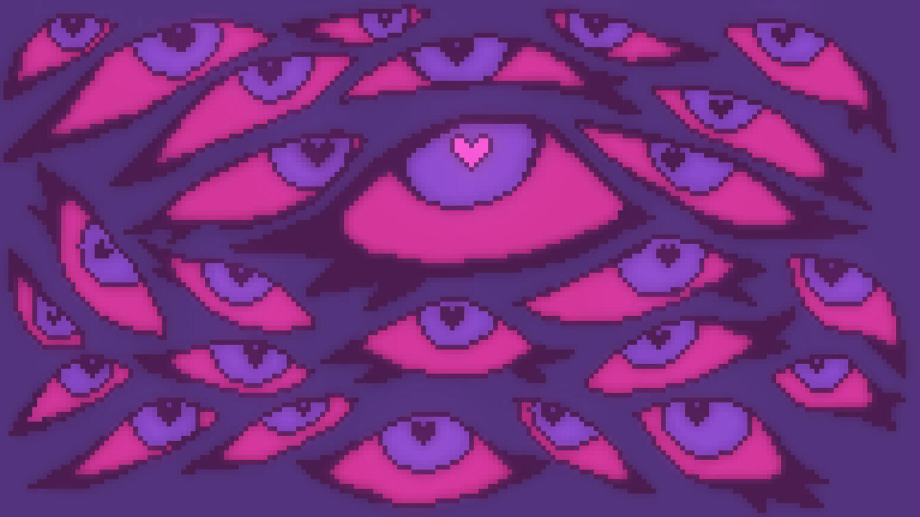 Pixel art drawing of eyes